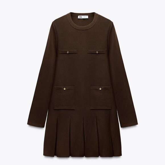 Zara Dresses & Skirts - Pleated Short Knit Dress